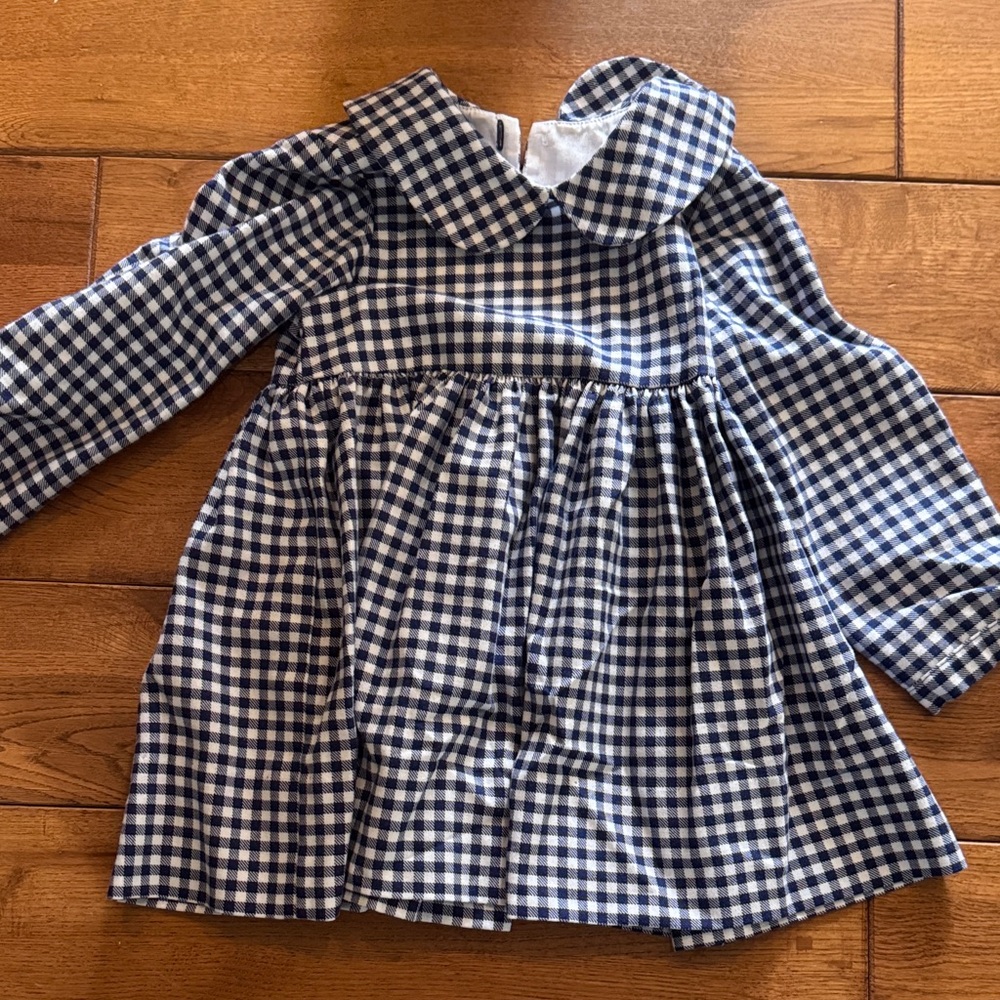 Navy Blue and White Gingham Boutique Dress